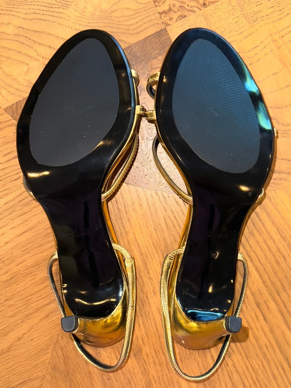 Zara Basic Collection Gold Metallic Slingback Sandals - Picture 8 of 10